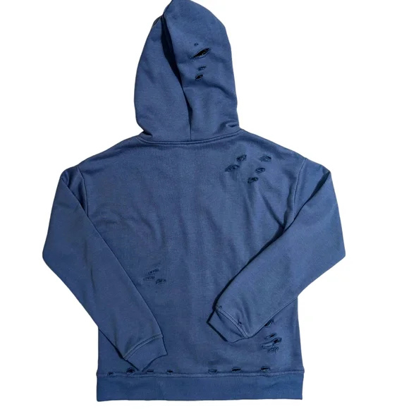 🚨 3/$15!! Distressed/Torn Blue Zip Up Hoodie - Picture 2 of 10